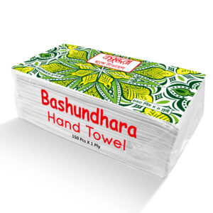 Bashundhara Hand Towel Non Perfumed (White)-150pcs ×1 ply
